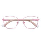 Dipped Tip Metal Butterfly Blue Light Blocking Glasses in Pastel Pink with White Dipped Tips