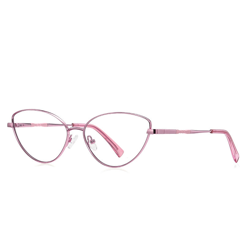 Knotted Temple Metal Cat Eye Blue Light Blocking Glasses in Lavender Pink