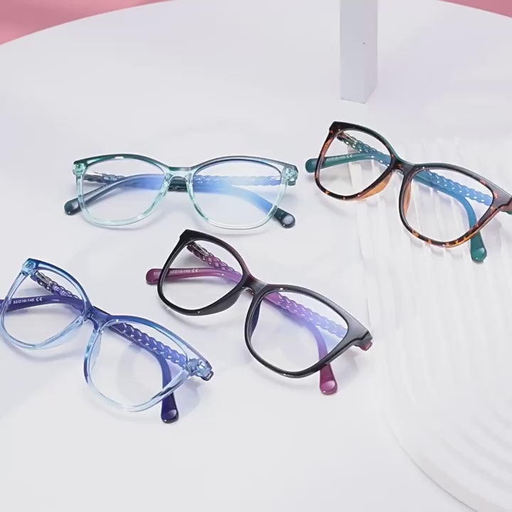 Braided Temple Cat Eye Blue Light Blocking Glasses