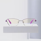 Contrast Sleeve Metal Cat Eye Blue Light Blocking Glasses
