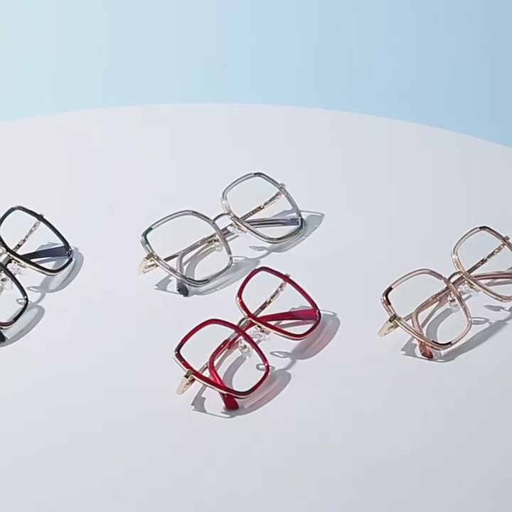 Corner Accent Square Blue Light Blocking Glasses
