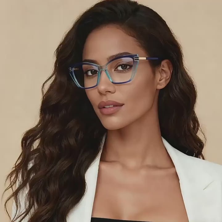 Chevron Hinge Cat Eye Blue Light Blocking Glasses