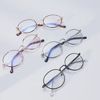 Segmented Temple Metal Round Blue Light Blocking Glasses