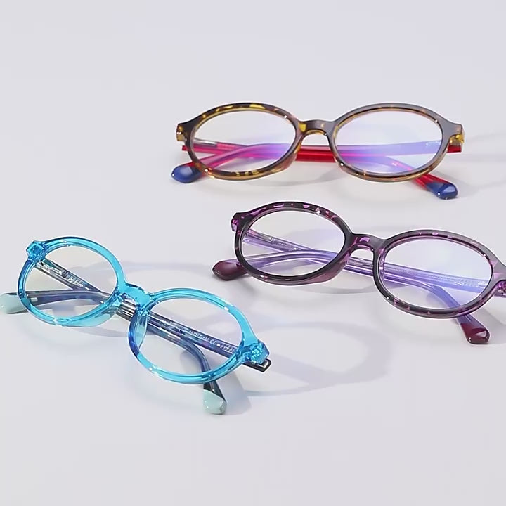 Contrast Temple Round Blue Light Blocking Glasses