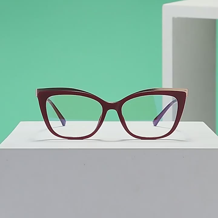 Gold Trim Cat Eye Blue Light Blocking Glasses