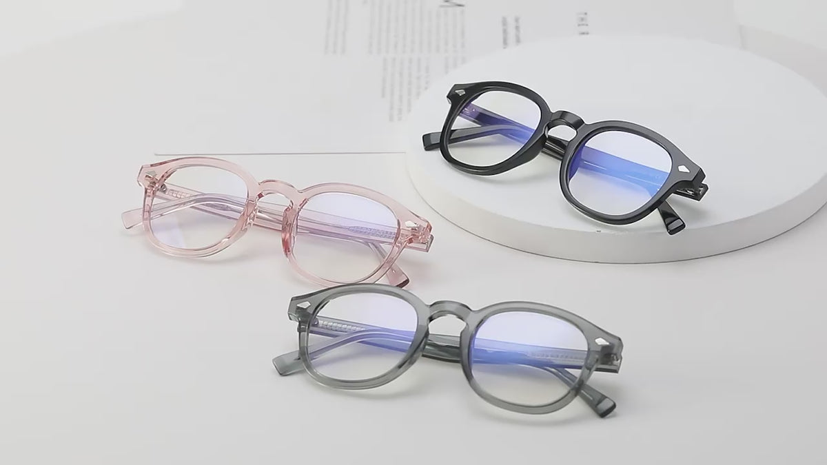 Diamond Rivet Round Blue Light Blocking Glasses