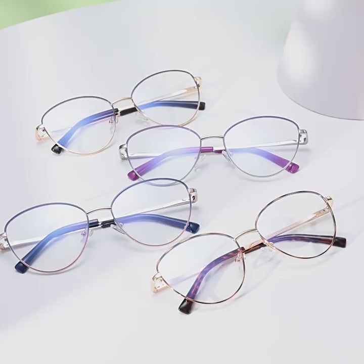 Enamel Rim Round Butterfly Blue Light Blocking Glasses