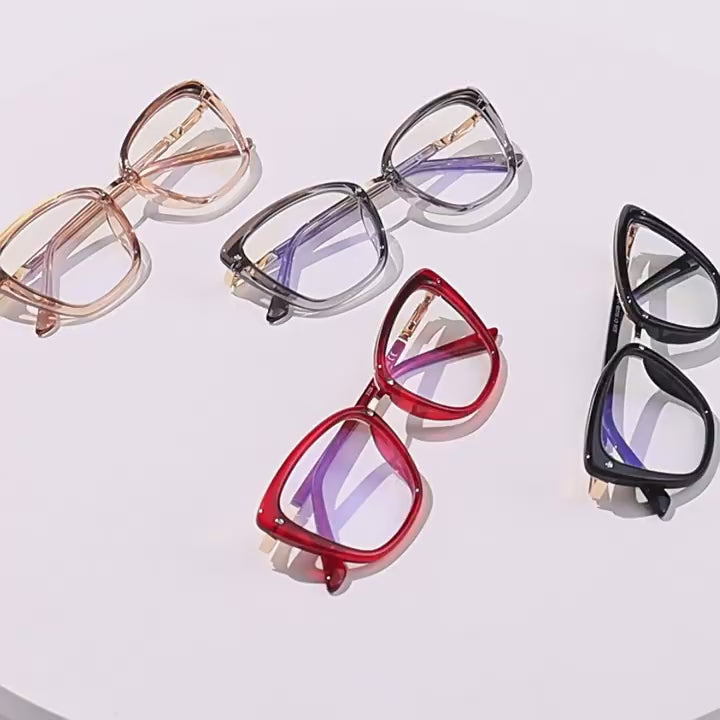 Gold Brow Trim Cat Eye Blue Light Blocking Glasses