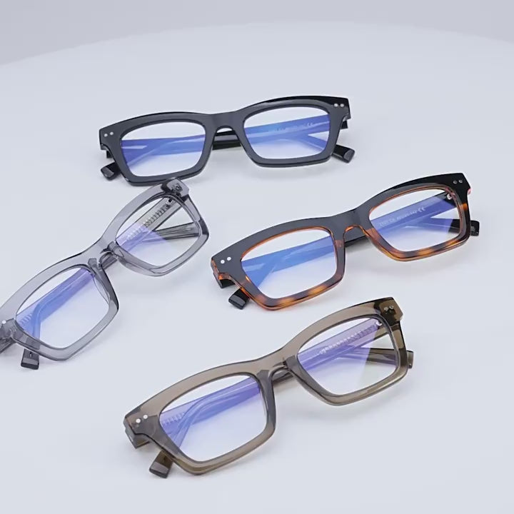 Dual Rivet Rectangle Blue Light Blocking Glasses