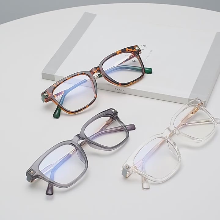 Classic Square Rivet Blue Light Blocking Eyeglasses