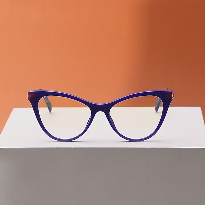 Wave Temple Cat Eye Blue Light Blocking Glasses