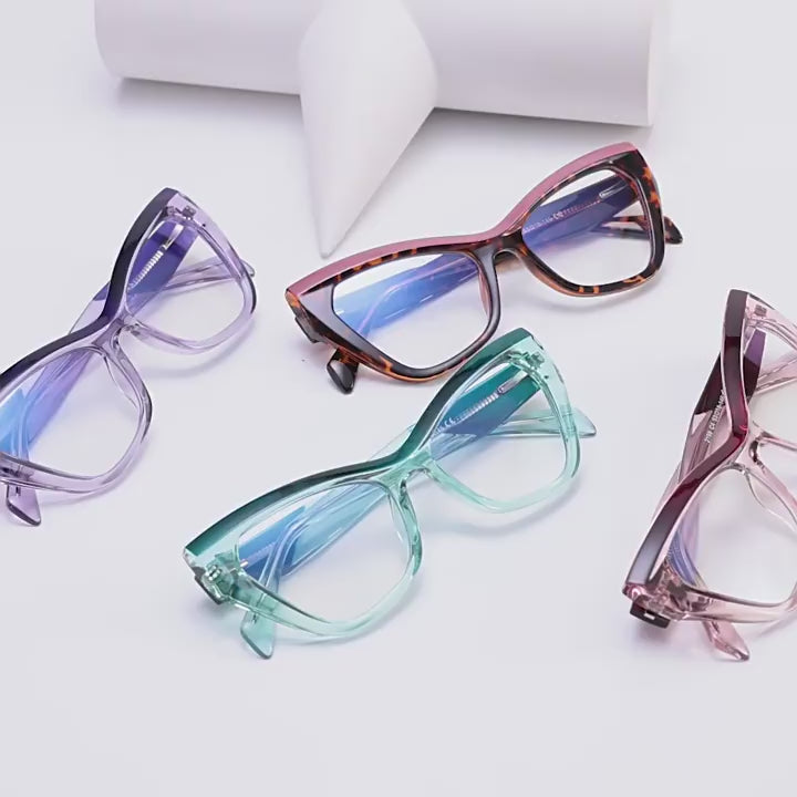 Two-Tone V-Brow Cat Eye Blue Light Blocking Glasses