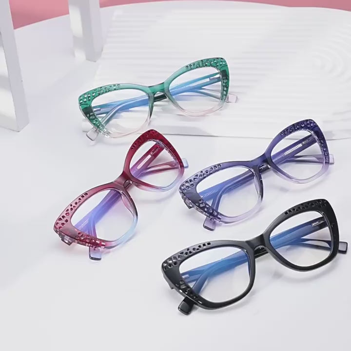 Lattice Butterfly Cat Eye Blue Light Blocking Glasses