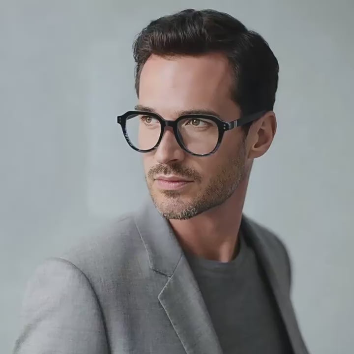 Dual Rivet Crown Panto Blue Light Blocking Glasses