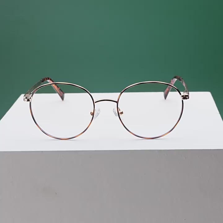 Chain-Link Temple Round Blue Light Blocking Glasses