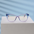 Chain-Link Temple Cat Eye Blue Light Blocking Glasses