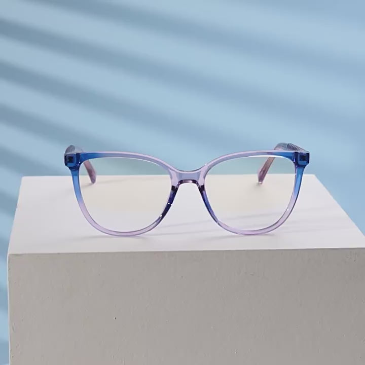 Chain-Link Temple Cat Eye Blue Light Blocking Glasses