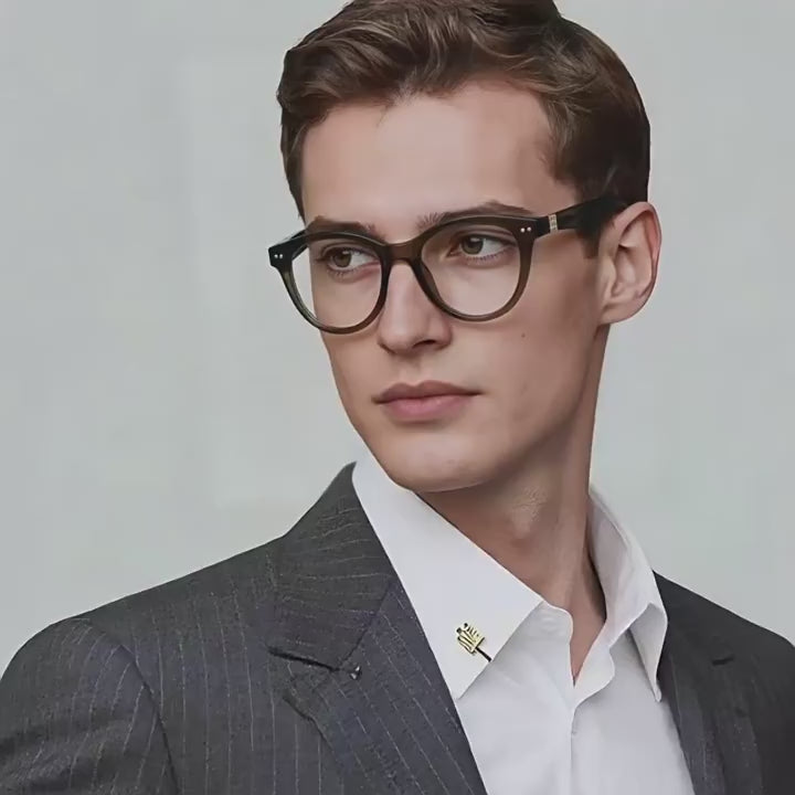 Ribbed Accent Round Blue Light Blocking Glasses