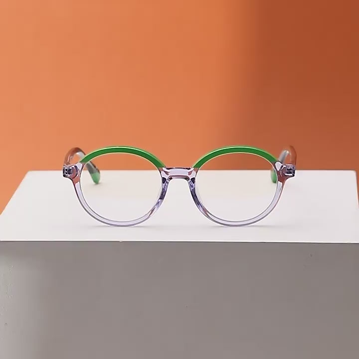 Two-Tone Brow Round Blue Light Blocking Glasses