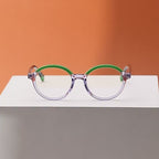 Two-Tone Brow Round Blue Light Blocking Glasses