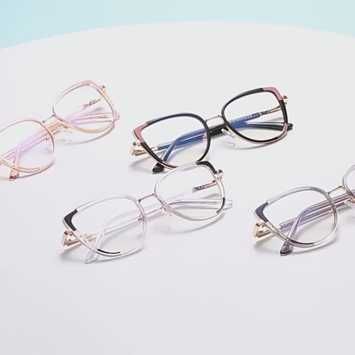 Triangle Accent Cat Eye Blue Light Blocking Glasses