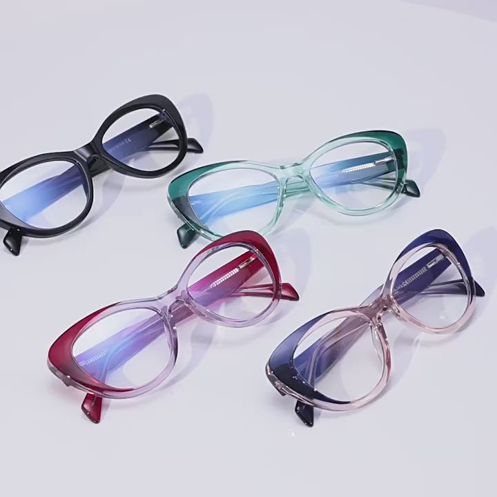 Sculpted Wing Cat Eye Blue Light Blocking Glasses
