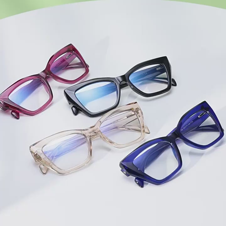Faceted Cat Eye Blue Light Blocking Glasses