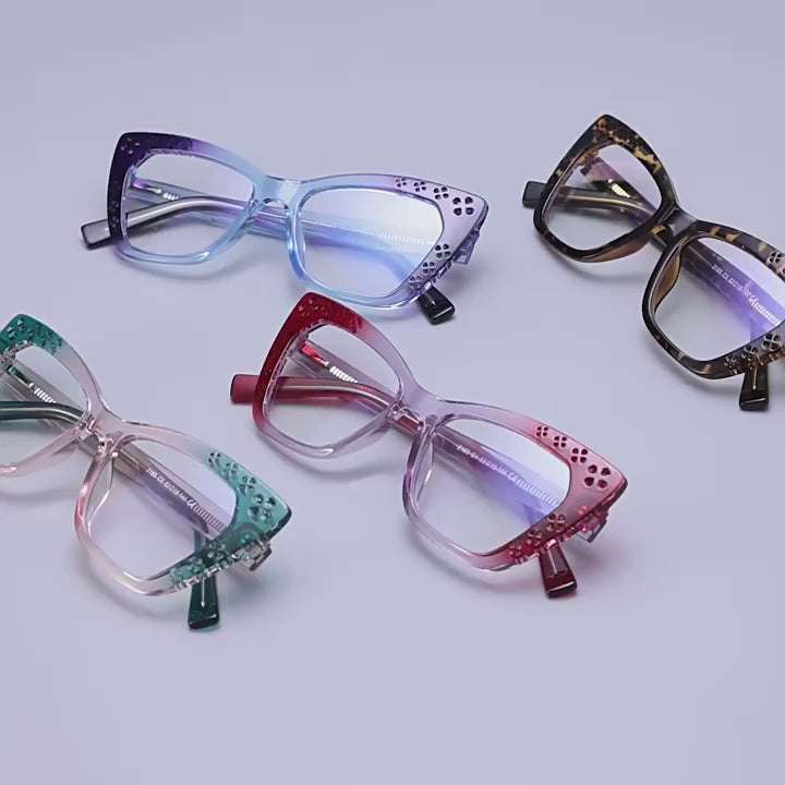 Clover Cutwork Cat Eye Blue Light Blocking Glasses