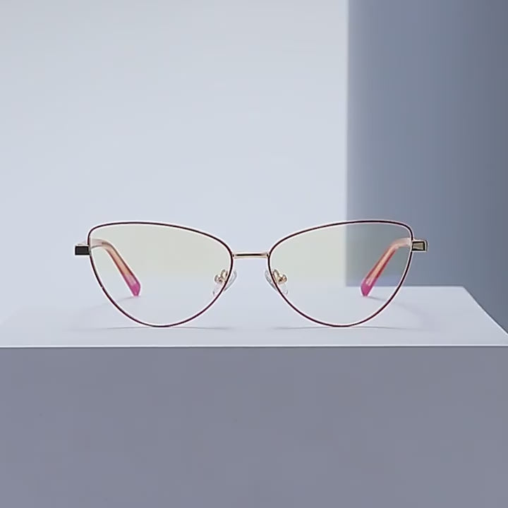Crystal Browbar Metal Cat Eye Blue Light Blocking Glasses