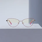 Crystal Browbar Metal Cat Eye Blue Light Blocking Glasses