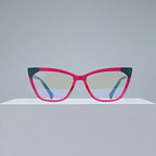 Two-Tone Wide Cat-Eye Acetate Spring Hinge Blue Light Blocking Glasses