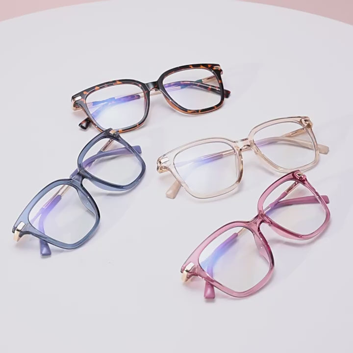 Twisted Temple Square Blue Light Blocking Glasses