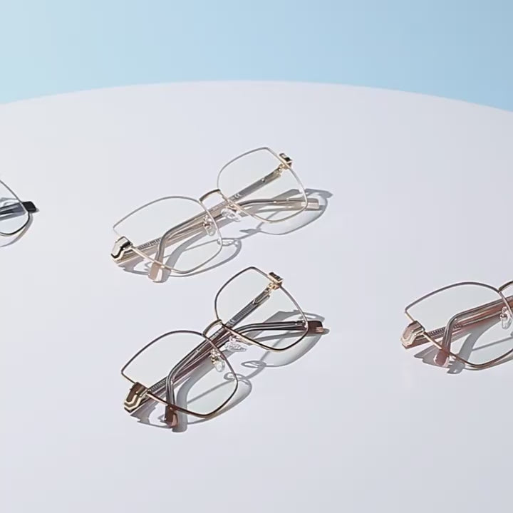 Geometric Metal Cat Eye Blue Light Blocking Glasses