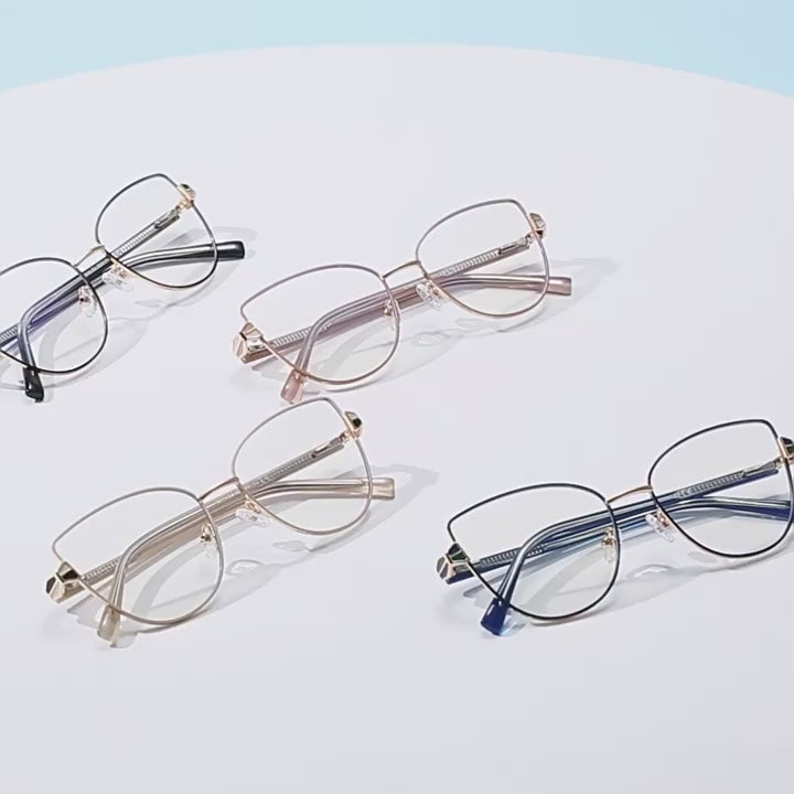 Hourglass Hinge Metal Cat Eye Blue Light Blocking Glasses