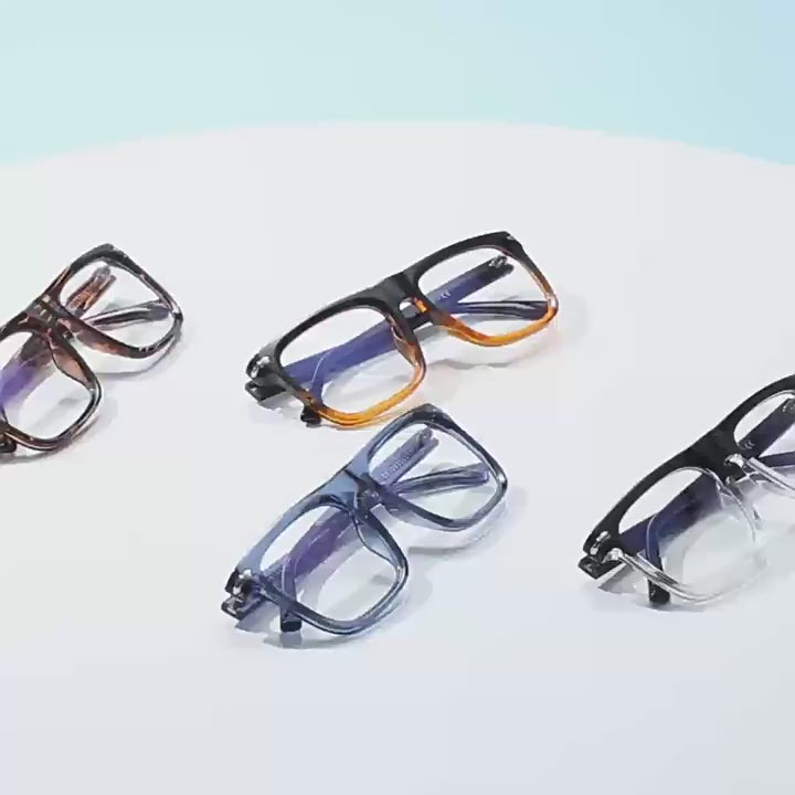 Oversized Square Flat-Top Acetate Blue Light Blocking Glasses