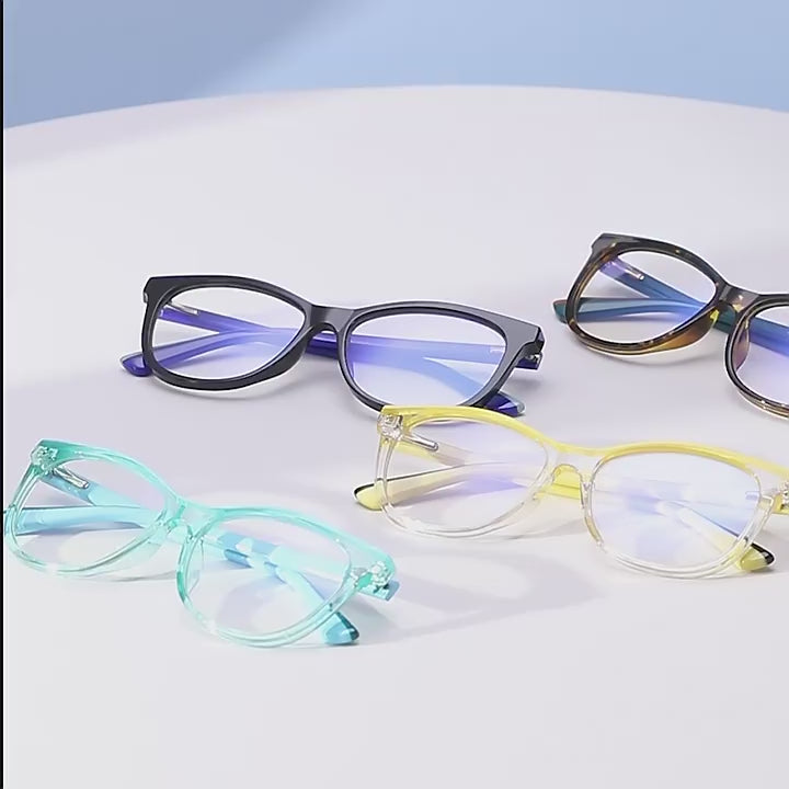 Colorblock Temple Cat Eye Blue Light Blocking Glasses