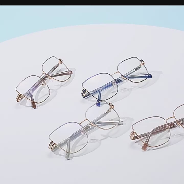 Multi-Groove Hinge Butterfly Square Blue Light Blocking Glasses