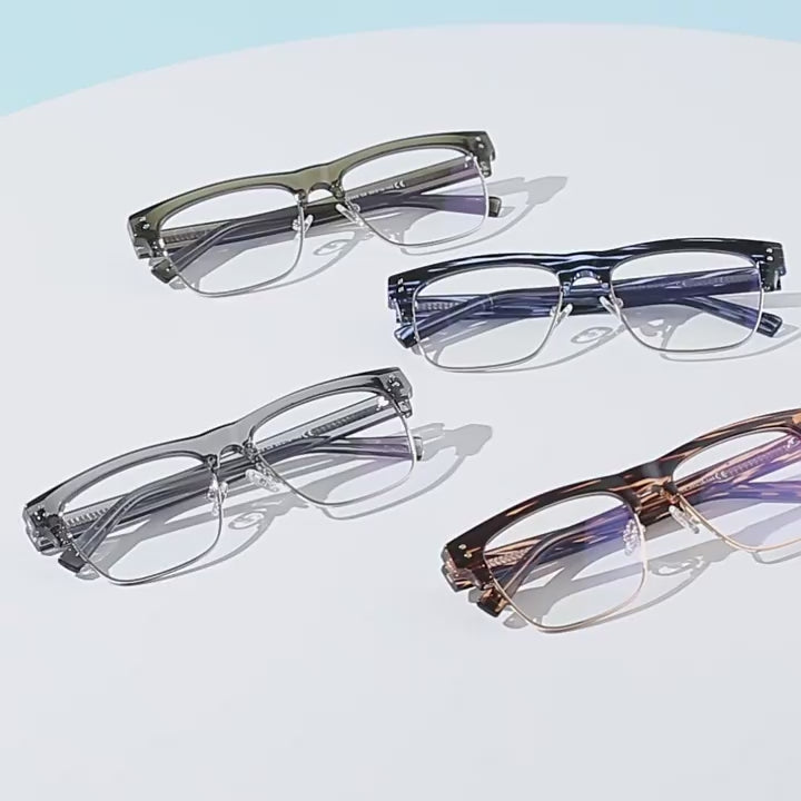 Semi-Rimless Browline Square Blue Light Blocking Glasses