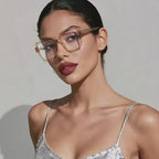 Crystal Accent Square Blue Light Blocking Glasses