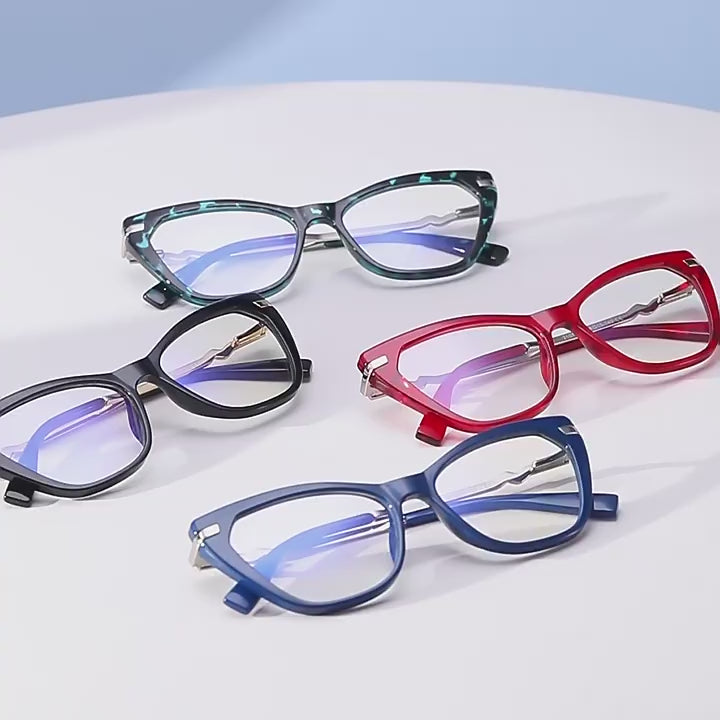Stepped Hinge Cat Eye Blue Light Blocking Glasses