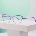 Cutout Metal Cat Eye Blue Light Blocking Glasses
