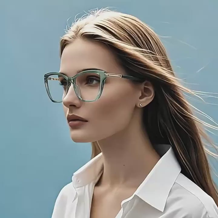 Gold Accent Cat Eye Blue Light Blocking Glasses
