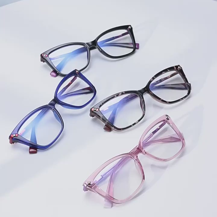 Pyramid Rivet Cat Eye Blue Light Blocking Glasses
