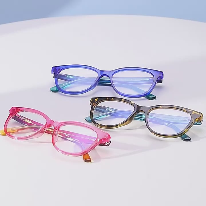 Two-Tone Layered Cat Eye Blue Light Blocking Glasses