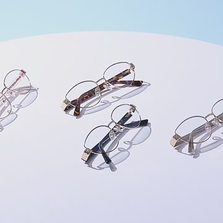 Woven Temple Oval Blue Light Blocking Glasses