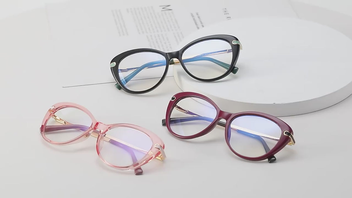 Enamel Inset Cat Eye Blue Light Blocking Glasses