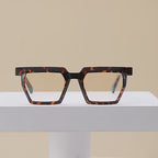 Chunky Acetate Square Beveled Rim Blue Light Blocking Glasses