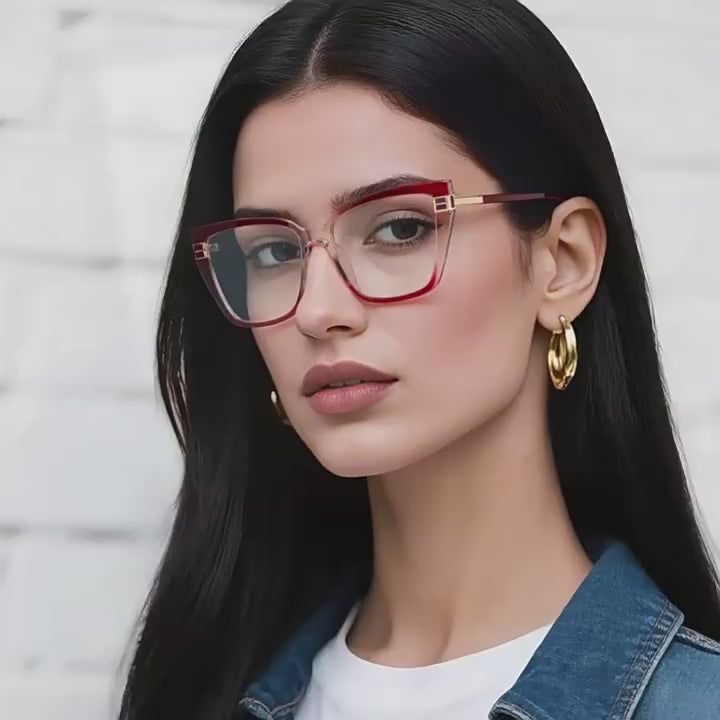 Geometric Link Cat Eye Blue Light Blocking Glasses